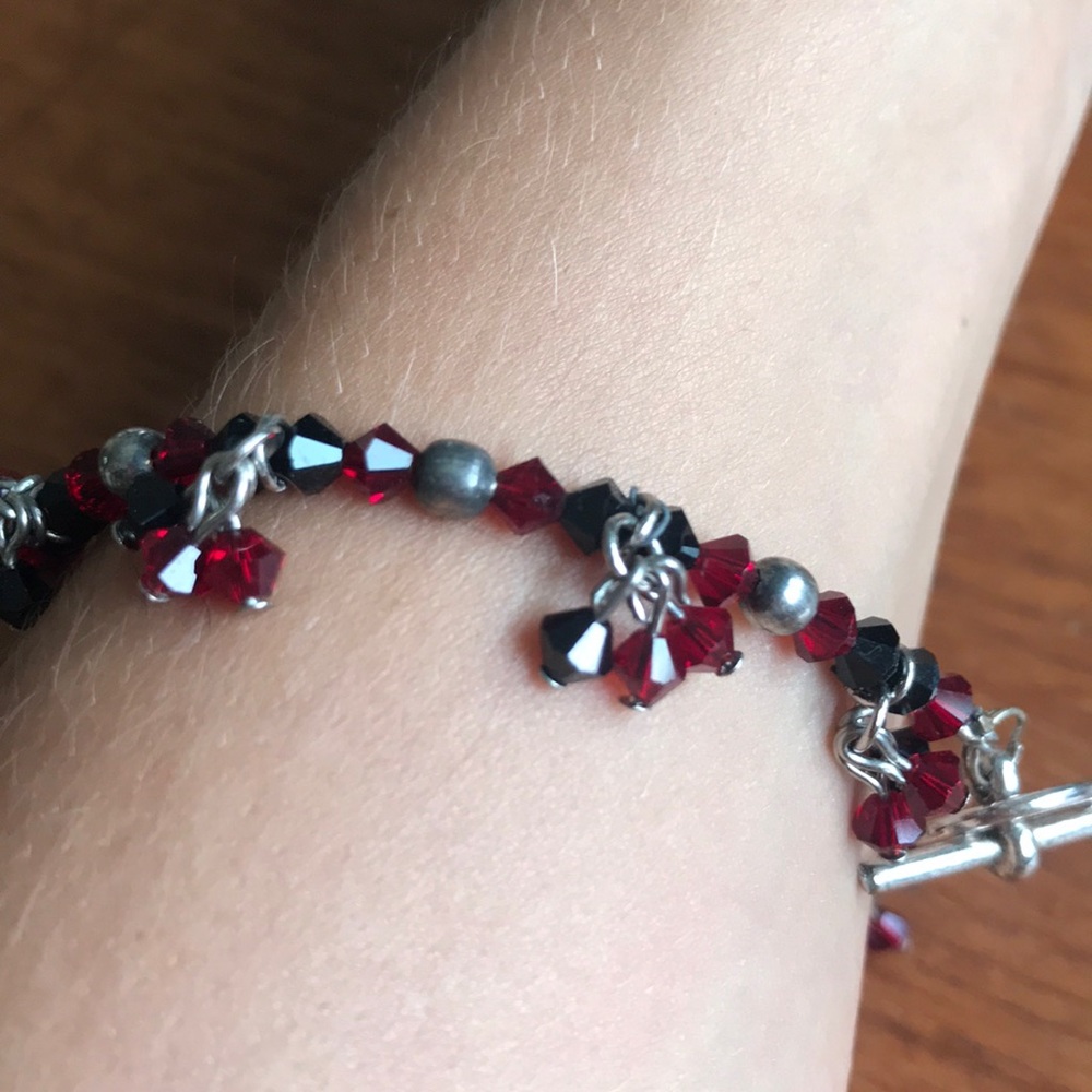 Garnet and Black Stone Bracelet